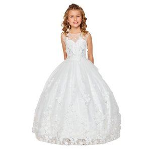 CINDERELLA COUTURE Off White Floral Lace sequin Ball Gown Multi-Sizes 5108X